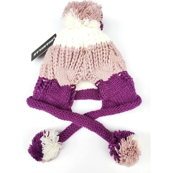 Women Pink PurpleWinter Peruvian Cover Ears Beanie Hat Ear Flaps Sherpa Ski Snow
